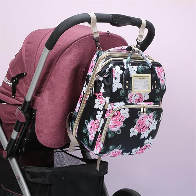 GurZinn Diaper Bag Backpack with Changing Station, Foldable for Bady Toddler, 3 in 1 Large Capacity Newborn Essentials Organizer with Stroller Hook for Girls and Boys（Blue）