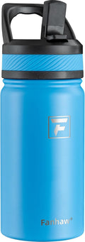 Fanhaw 14 Oz Kids Insulated Water Bottle with Straw Lid – Stainless Steel Double Wall Vacuum, Leak-Proof, BPA-Free Water Bottles for School Boys & Girls(Sky Blue)