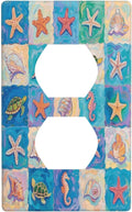 Sea Turtle Starfish Ocean Single Duplex Receptacle Outlet Cover Wall Plate Decorative 1 Gang Light Switch Covers Electrical Switchplate Home Decorate Faceplat for Bathroom Bedroom Kitchen Room