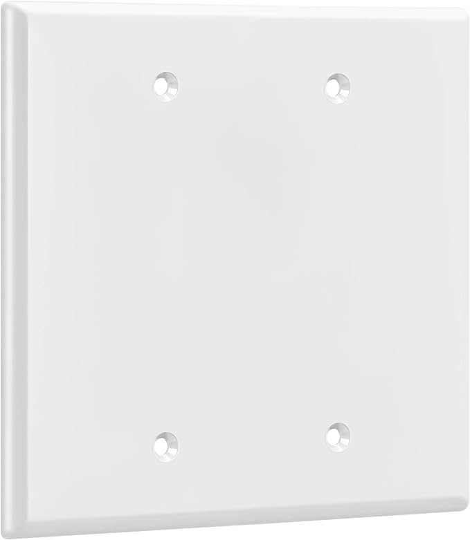 ENERLITES Blank Device Wall Plate, 2-Gang 4.88" x 4.92", Mid-Size, Unbreakable Polycarbonate Thermoplastic, UL Listed, 8802M-W, White, 2-Gang Mid Size