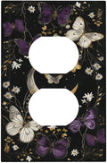 Outlet Covers Boho Crescent Moon Butterfly 1 Gang Duplex Light Switch Cover Plate Decorative Switch Plate Covers Electrical Socket Cover for Bedroom Home Decor