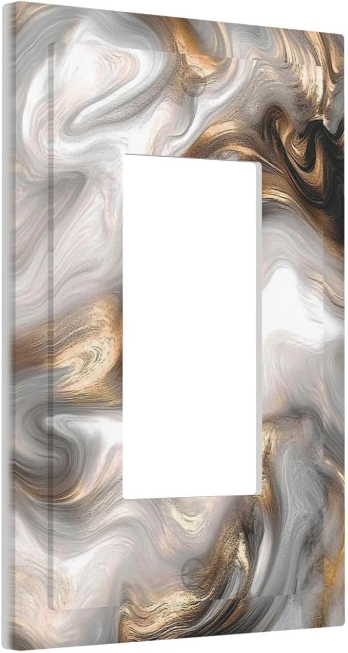 Decorative Outlet Covers Grey Brown Swirl Marble Texture 1 Gang Single Rocker Light Switch Cover Plate Wall Plates Gfci Faceplate For Bathroom Kitchen Decor