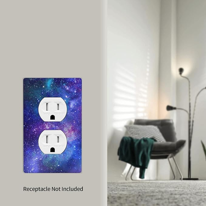 Space Galaxy Outlet Covers Decorative Electrical Outlets Duplex Outlet 1-Gang Wall Plate Receptacle Wall Outlet Cover