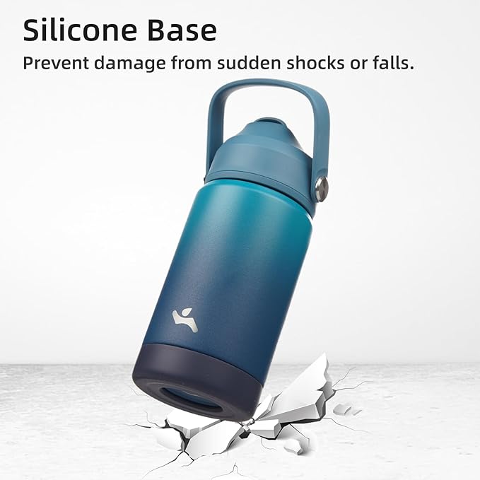 Konokyo Insulated Water Bottle with Straw Lid,40 oz Stainless Steel Vacuum Metal Bottle with Silicone Handle,Vast