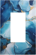 Decorative Outlet Covers Artistic Abstract Blue Marble Gold Line Painted 1 Gang Single Decora GFCI Device Light Switch Covers Plate 1 Rocker Wall Plate Jumbo Switch Cover Plate