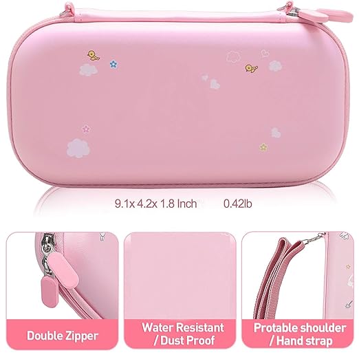 GUTIAL Accessories Bundle for Nintendo Switch Lite - Cute Kawaii NS Lite Accessories kit for Grils Boys Kids with Carrying Case, Cartoon Cover Case, Screen Protector, Stand - Pink