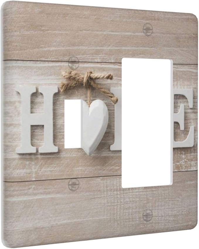 Farm Country Love Home Wood Print 2 Gang Single Toggle/Decorator Combination Light Switch Cover Decorative Combo 1-Toggle/1-GFCI/Rocker Wall Plate Cover