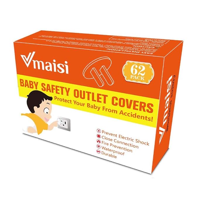 Vmaisi 62 Pieces Outlet Covers ChildProof Plug Protector - Baby Proofing Electrical Safety Outlet Plugs for Unused Wall Outlets, Home Travel Hotel Child Safety