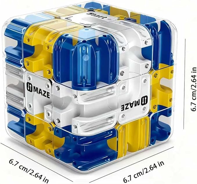 Rubik Race Game Large 3D Labyrinth Cube Puzzle, 3D Puzzles Maze Cube Ball Puzzle, Color-Match Game, Education Sensory Toys Spatial Awareness Brain Training Toy for Stress Relief for Adults Teens(1PC)