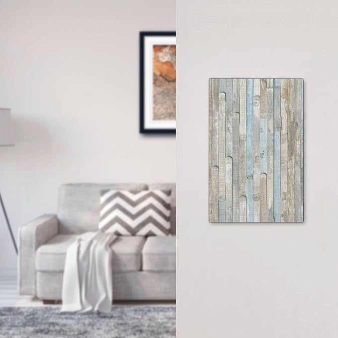 Rustic Vintage Country Farmhouse Kitchen Old Kitchen Teal Blue White Wooden Wood Plank 1-Gang No Device Blank Wallplate Jumbo Size Unused Outlet and Light Switch Cover Decorative Plug Face Plate Cover