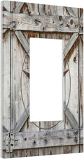 Rustic Western Texas Star Barn Door 1 Gang Rocker Light Switch Plate Single Decora Outlet Wall Plate Cover Faceplate Decorative Switchplate GFCI for Farmhouse Bathroom Home Bedroom Decorate