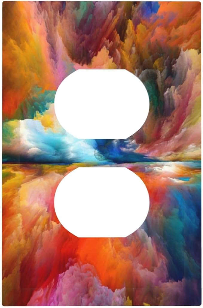 Light Switch Cover Plate Iridescent Abstract Colorful Clouds 1 Gang Duplex Outlet Covers Rainbow Decorative Switch plate Electrical Wall Plates Receptacle Cover for Bathroom Home Decor