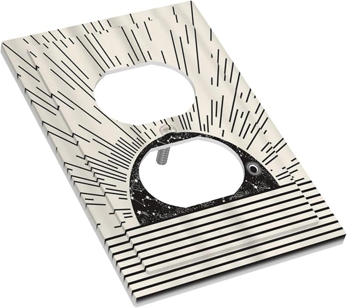 Mid Century Boho Sun Abstract Black Sunrise Horizon Single Duplex Wall Plate Covers Light Switch Cover 1 Gang Outlet Plate Decorative Switchplate Covers Electrical Faceplate for Bedroom Decor