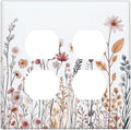 Outlet Covers Spring Floral Pink Wildflower Leaves Plants 2 Gang Double Duplex Decorative Light Switch Covers Electrical Wallplates Socket Faceplate For Home Bed Room Decor