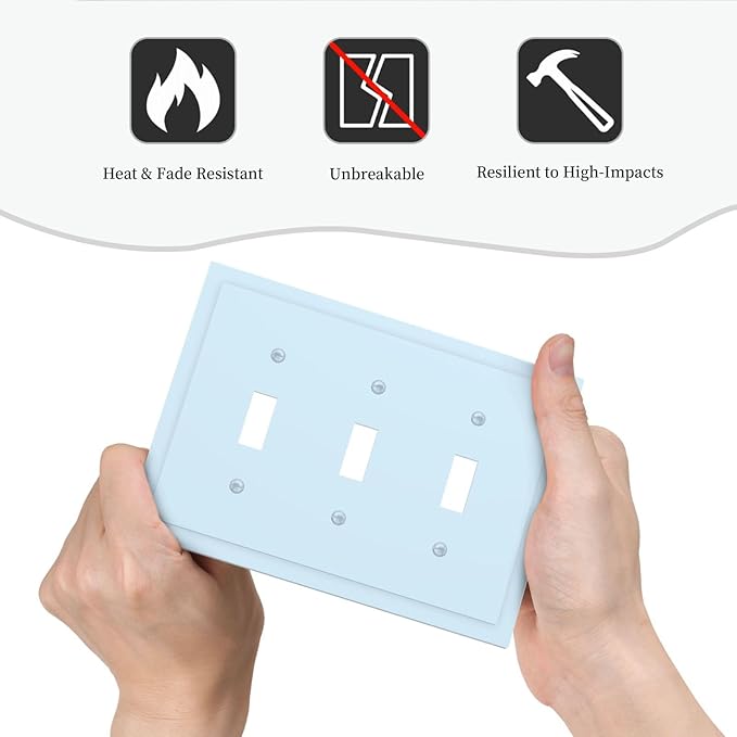 Aqua/Teal 3 Gang Light Switch Plate Decorative Triple Toggle Wall Plate Cover Electrical Faceplate Switch Face Plate