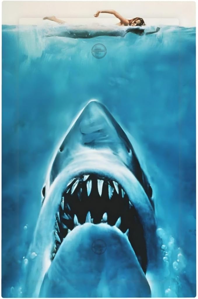 Swimming Woman Funny Shark Blue Ocean Light Switch Cover Plate 1 Gang No Device Blank Electrical Wall Plates Faceplate Decorative Switch Plate Covers for Kids Room Bedroom Decor