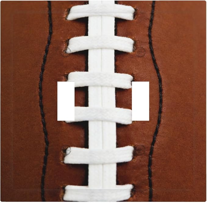 Football Laces Double Toggle Switch Cover - 2-Gang Standard US Size Game Day Sports Fan Light Switch Covers, Vintage Leather Texture for Boys Room
