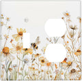 Yellow White Daisy Floral Bee Wild Flower Wallplates 1 Toggle 1 Duplex Switch Plate Electrical GFCI Faceplate Decorative Light Switch Covers for Bedroom Living Room Decor