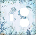 Wallplates Jellyfish Teal Blue Ocean Turtle Coastal Beach 1 Toggle 1 Duplex Switch Plate Electrical GFCI Faceplate Decorative Light Switch Covers for Bedroom Bathroom Decor
