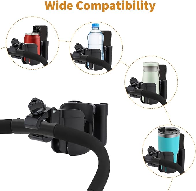 Cup Holder for Stroller Compatible with Evenflo with Phone Holder,Wagon Accessories Compatible with Evenflo,Black