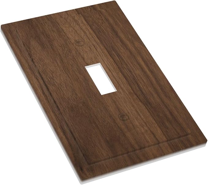 Decorative Light Switch Cover Plate Dark Brown Wood Grain 1 Gang Single Toggle Wall Plate Electrical Outlet Covers Decorate Switch Plate Cover for Farmhouse Cabin Decor