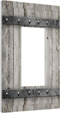 Farmhouse Grey Wood Barn Door Single Rocker Outlet Wall Plate Decorative 1 Gang Decora Electrical Rustic Country Gray Wall Plates Gfci Switchplate Plastic Faceplate for Kitchen Bathroom Home Decor
