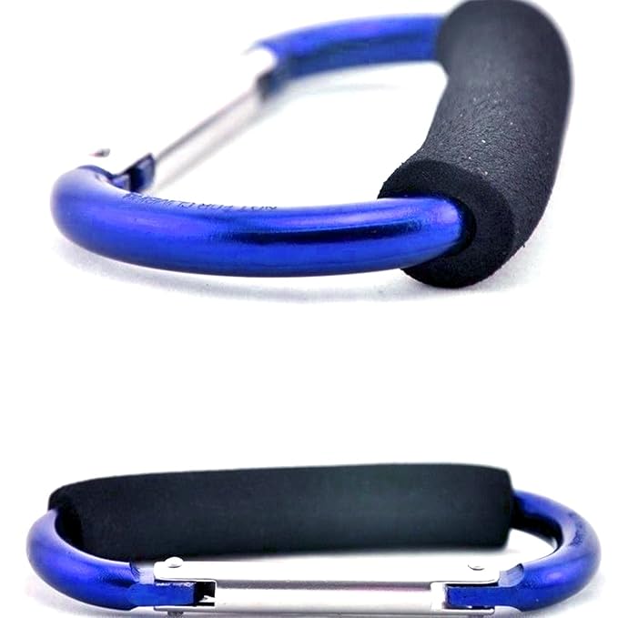 Stroller Hooks by Baby,Large Stroller Hooks for Mommy, 2 pcs Carabiner Stroller Hook Organizer for Hanging Purses, Diaper Bag, Shopping Bags. (Royal Blue)