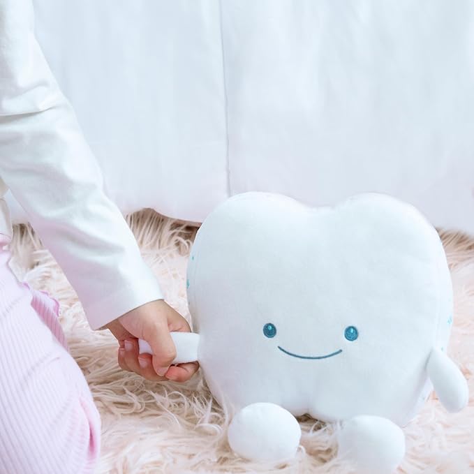 Tooth Fairy Pillow for Kids with Tooth Pocket, Tugs The Tooth Pillow, Comfort Plush for Loose Teeth, Big Feelings & Bedtime, Glow in The Dark, Ages 3+