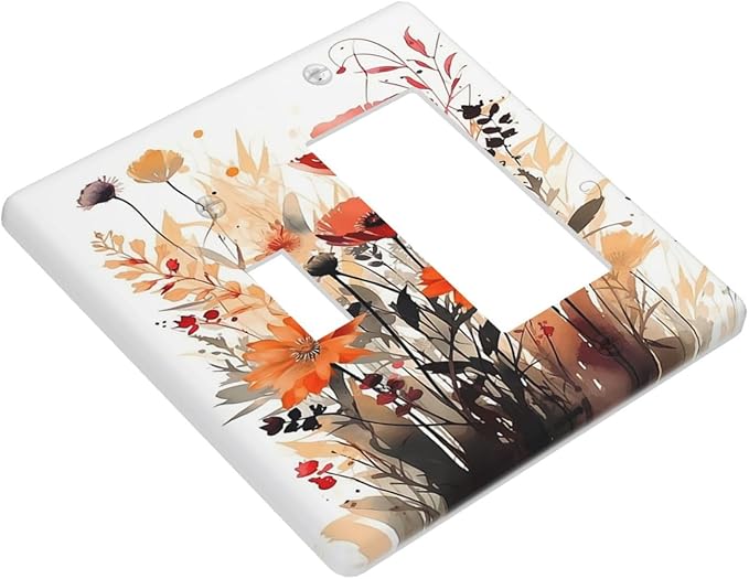 Outlet Covers Country Watercolor Flowers Art Wildflower 1 Toggle 1 Rocker Combination Decorative Wall Plate Light Switch Cover Plate Electrical Switch Plates for Bedroom Cabin Decor