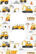 Construction Vehicles & Trucks Pattern Duplex Wall Plate - 1-Gang Standard US Size Little Builder's Dream Outlet Covers for Boy's Bedroom Decor