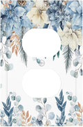 Blue Vine Snowflake Plants Leaves Floral Flowers Outlet Covers 1 Gang Duplex Light Switch Cover Decorative Switch Plates Electrical Receptacle Faceplate Wall Plate for Bedroom Living Room Decor
