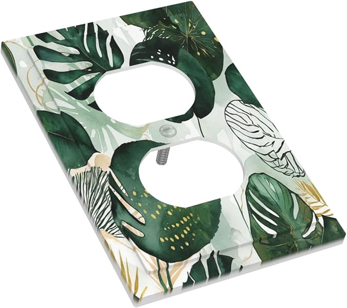 Outlet Covers Boho Tropical Leaves 1 Gang Duplex Wall Plate Decorative Switch Plates Electrical Receptacle Faceplate Light Switch Cover for Bedroom Bathroom Decor