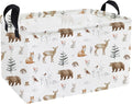 Essme Rectangular Animal Basket,Kids Storage Bins Organizer with Handles for Woodland Room Decor, Gift Basket,Shelf Basket.(Woodland Animal)