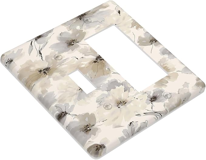 Outlet Covers Beige Flower Watercolor Flower 1 Toggle 1 Rocker Combo Light Switch Cover Plate Decorative Switch Plate Covers Electrical Wall Plate for Bedroom Home Decor