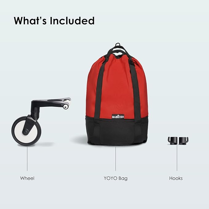 Babyzen YOYO Bag, Red – Provides Extra and Sturdy Storage in the YOYO2 Stroller – Includes Wheel Base and Hooks