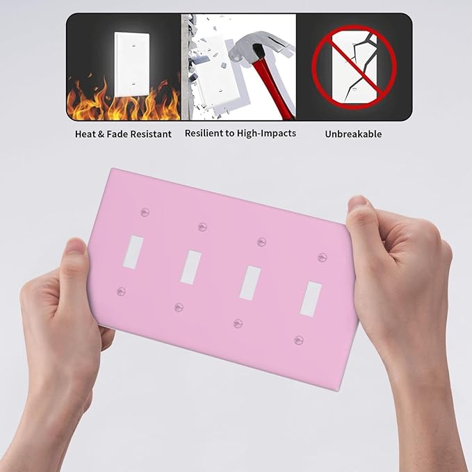 Purple 4 Gang Quad Toggle Light Switch Cover Decorative Electric Decorative Quadruple Device Switch Face Wall Plate Screwless