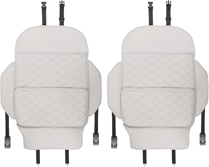 TAIKOO Seat Back Protector + Large Capacity Pocket Storage Organizer,Preventing the Impact of Children Stepping on the Seat Backrest (Cream White)