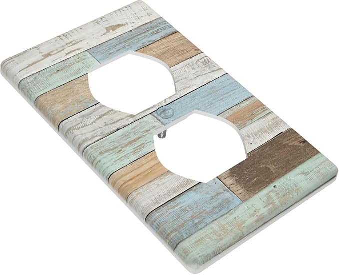 Farmhouse Wood Vintage Outlet Covers Decorative Electrical Outlets Duplex Outlet 1-Gang Wall Plate Receptacle Wall Outlet Cover