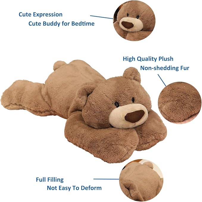 Doireum Weighted Stuffed Animals, 6.2 lbs Weighted Bear Stuffed Animal Toy Brown Bear Weighted Plush Animals Throw Pillow Gifts for Boys Girls, 29.5 inch