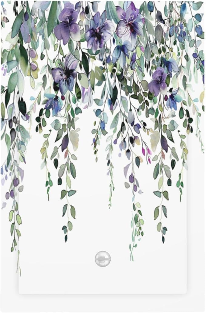 Light Switch Covers Blue Purple Eucalyptus Leaves Boho Botanical Decorative Switch Plates 1 Gang Blank No Device Outlet Covers Electrical WallPlates for Bathroom Home Decor