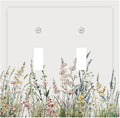 Decorative Switch Plates Boho Wildflower Green Leaves Rustic Floral Botanical 2 Gang Double Toggle Wall Plate Outlet Light Switch Cover Electrical Faceplate for Bedroom living Room Decor
