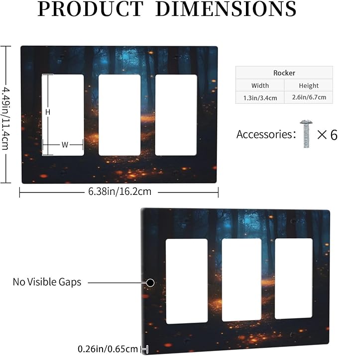 Decorative Art Light Switch Covers Enchanted Glowing Forest 3 Gang Triple Rocker Outlet Switch plate GFCI Faceplate GFCI for Home Decor