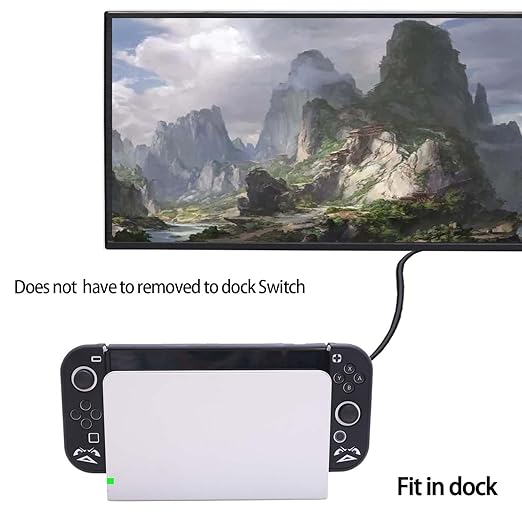 GUTIAL Accessories Bundle for Nintendo Switch OLED - Cute Kawaii NS OLED Accessories kit for Grils Boys Kids with Carrying Case, Cartoon Dockable Cover Case, Screen Protector, Stand - Black