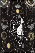 White Cat Tarot Moon Phases Moth Celestial Gothic Light Switch Cover Plate 1 Gang No Device Blank Electrical Wall Plates Faceplate Decorative Switch Plate Covers for Kids Room Bedroom Decor