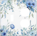 Watercolor Blue Flower Plant Floral Green Leaves Wallplates 1 Toggle 1 Duplex Switch Plate Electrical GFCI Faceplate Decorative Light Switch Covers for Bedroom Living Room Decor
