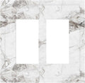White And Gray Marble Patterns Texture Abstract Print Decorative Outlet Covers 2 Gang Double GFCI Rocker Electrical Wall Panels Light Switch Cover Plate for Bathroom Kitchen Decor