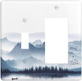 Outlet Covers Mountain Foggy Lake Boat Grey Blue Forest Birds 1 Toggle 1 Rocker Combination Decorative Wall Plate Light Switch Cover Plate Electrical Switch Plates for Bedroom living Room