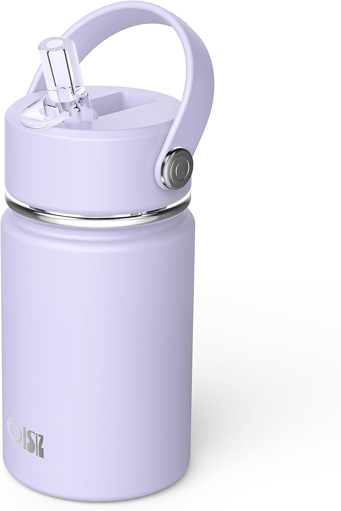 OISIZ Kids Water Bottle with Straw Lid 10oz, Vacuum Insulated 316 Stainless Steel Water Bottles for Kids for School, Leakproof Water Bottle, BPA Free and Keep Cold for 24 Hours