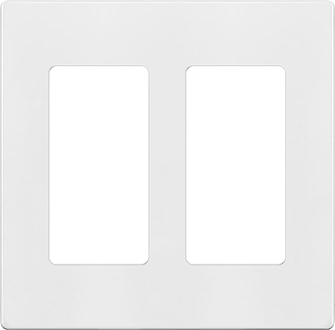 TG Screwless Decorator Wall Plates Child Safe Outlet Covers, Size 2-Gang 4.50" H x 4.55” L, Unbreakable Polycarbonate Thermoplastic, UL Listed, Glossy, White (1 Pack)