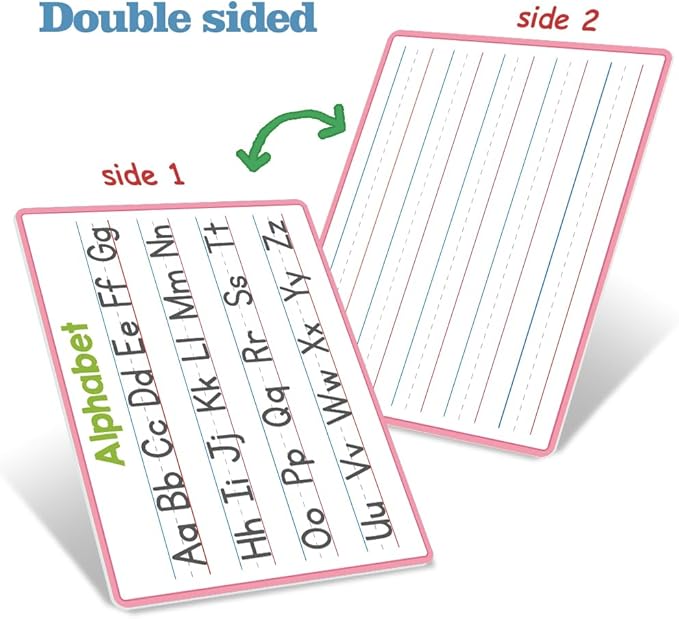 Lachilly Double Sided Dry Erase Handwriting Practice Boards – Alphabet A-Z and Number 1-10 Tracing Board for Kids – Write, Wipe, and Reuse – Perfect for Kindergarten and Preschool